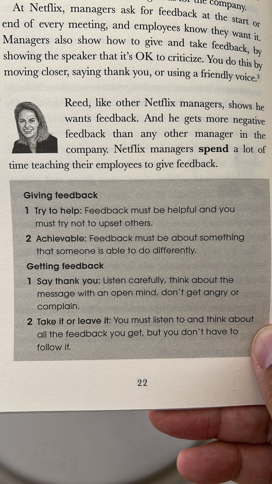 Página de No Rules Rules con las reglas de Netflix para dar y recibir feedback