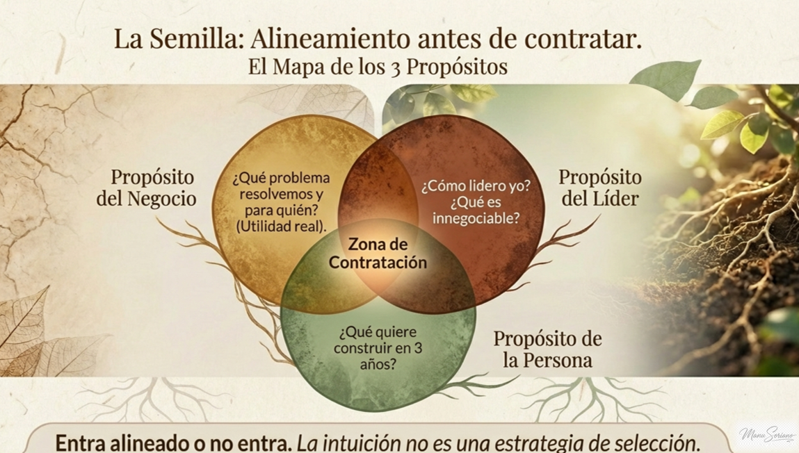 La Semilla: mapa de los 3 Propositos del negocio, del lider y de la persona hacia la zona de contratacion