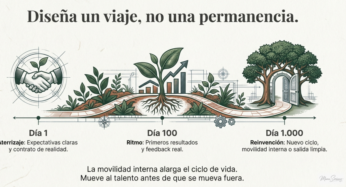 El Viaje del talento en Dia 1, Dia 100 y Dia 1.000: aterrizaje, ritmo y reinvencion