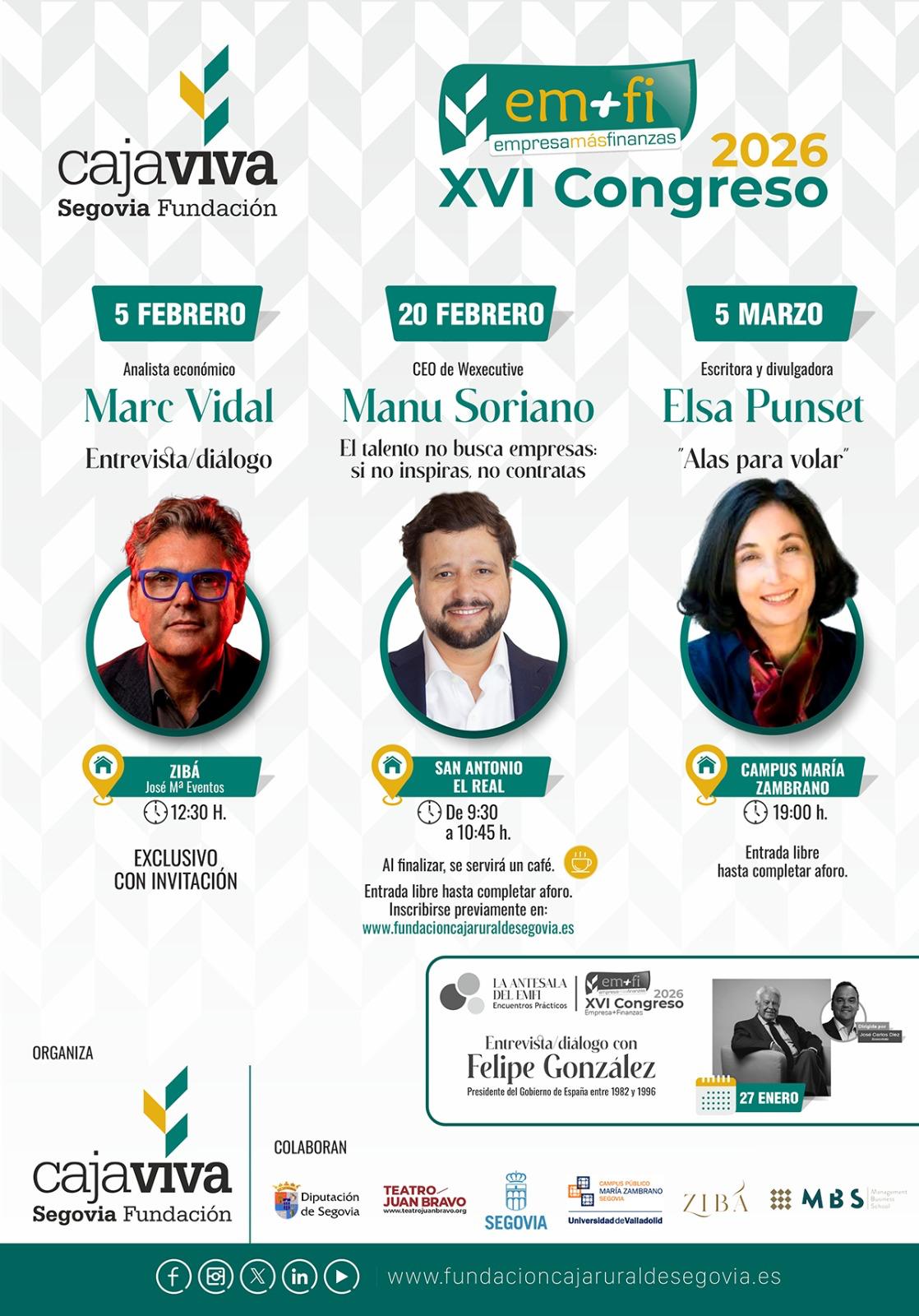 Cartel del XVI Congreso Caja Viva Empresa + Finanzas con Manu Soriano como ponente